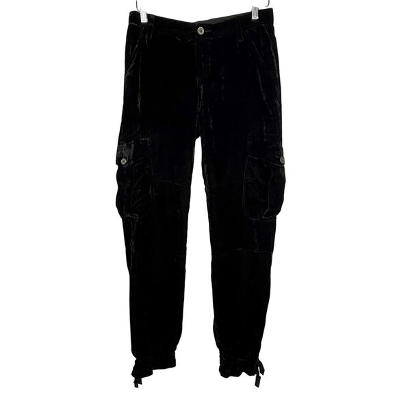 Boston Proper Black Velvet Cargo Jogger Pants 2 - Picture 1 of 12